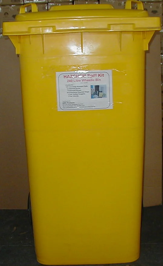 Yellow 240-litre Hazchem spill-kit bin